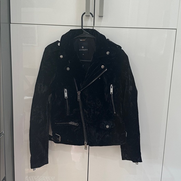 Le Lis Blanc Collection - Black Velvet Biker Jacket - Picture 1 of 6